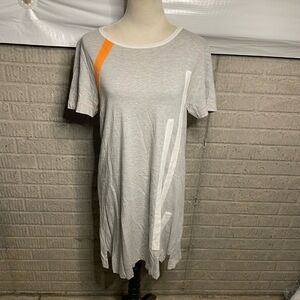 LISA TODD Womens Light Grey Orange‎ White Striped Tee Shirt Dress Size Medium